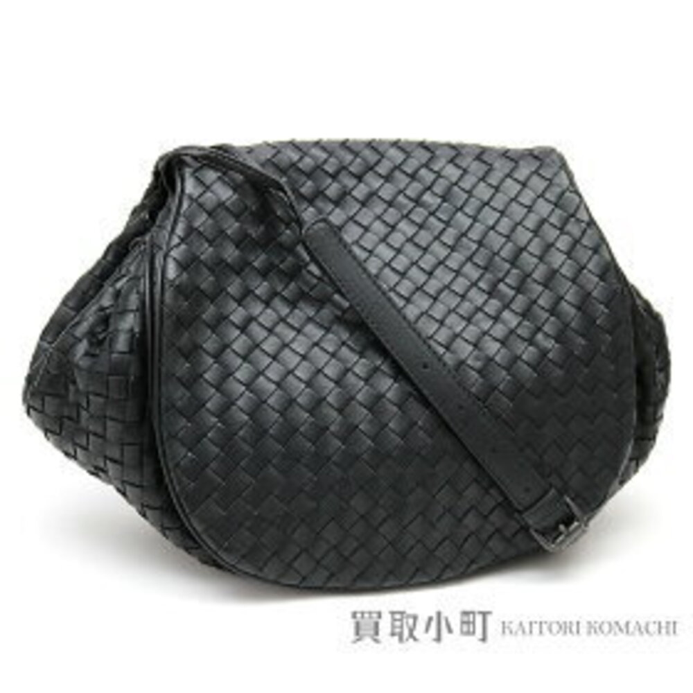 Bottega Veneta Nero Black Intrecciato Nappa Shoulder Bag Lambskin Flap Messenger